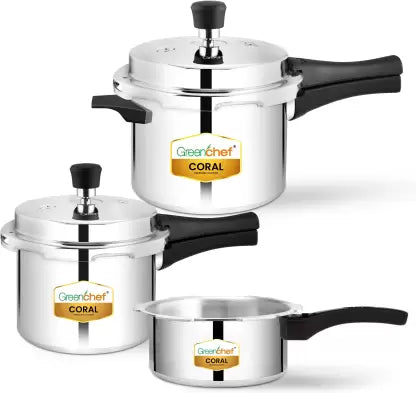 Greenchef Coral Combo 5 L, 3 L, 2 L Pressure Cooker  (Aluminium) Greenchef Coral Combo 5 L, 3 L, 2 L Pressure Cooker  (Aluminium)